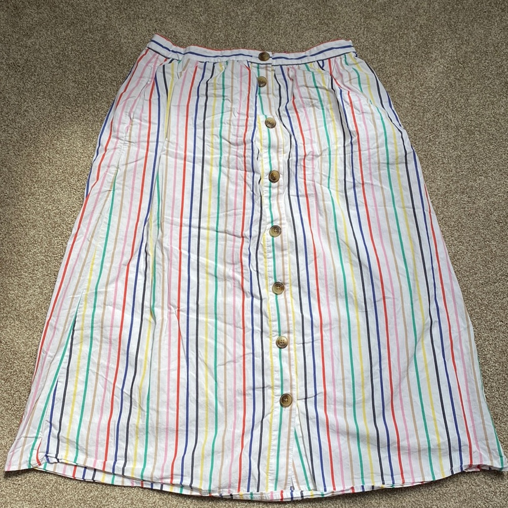 J crew cotton rainbow striped skirt size women’s small